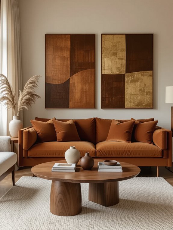 artistic brown wall displays