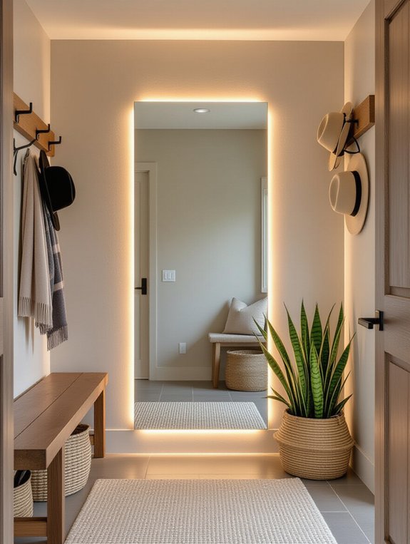 backlit mirror enhances functionality