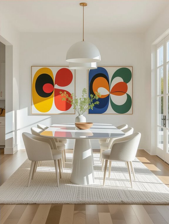 bold artwork enhances dining