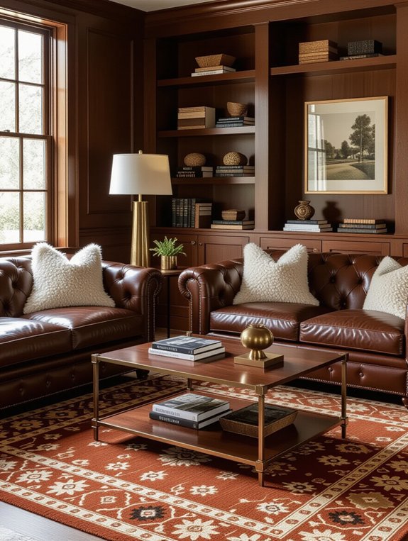 brown furniture adds depth