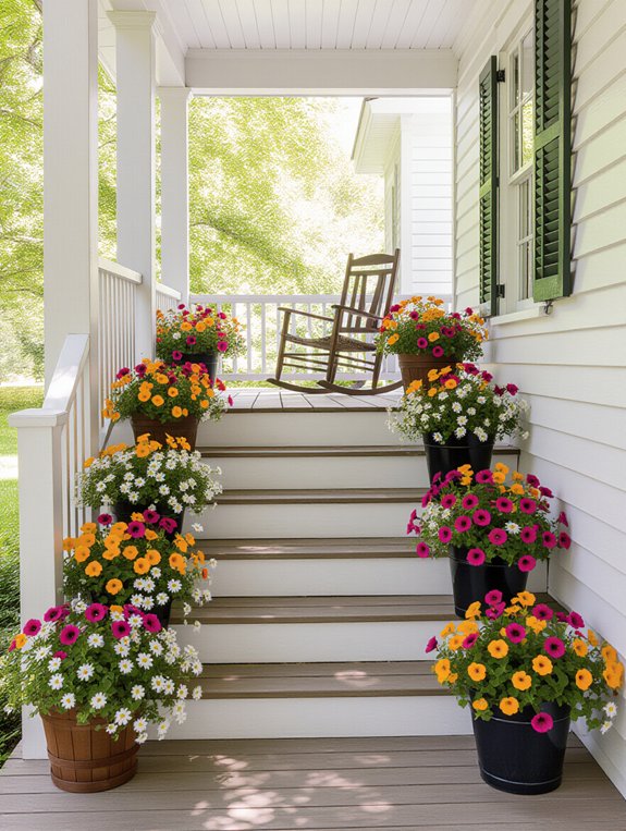charming adorned staircase planters
