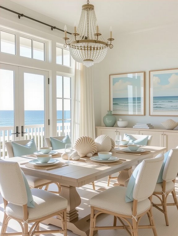 coastal white dining room
