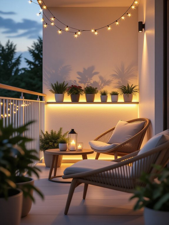 cozy modern balcony lighting