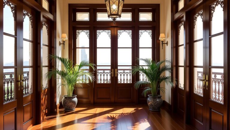 elegant wooden balcony doors