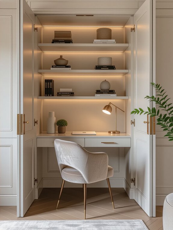 hidden workspace in wardrobe