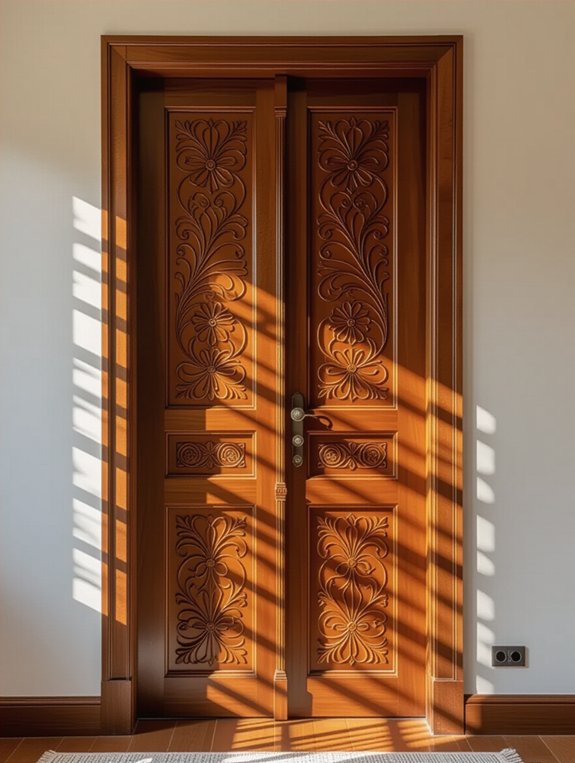 intricate carved wooden doors