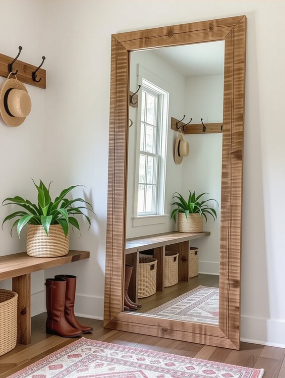 leaning mirror for mudroom