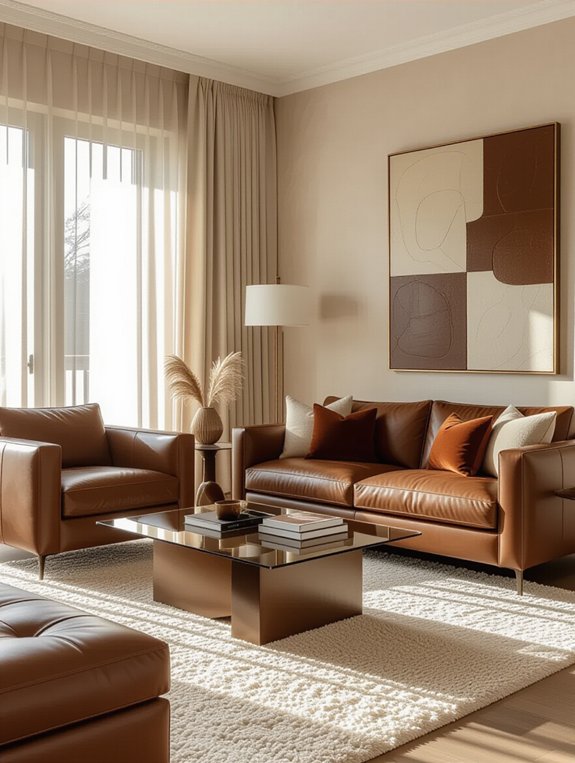 luxurious brown leather furniture