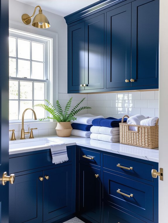 navy blue laundry room elegance