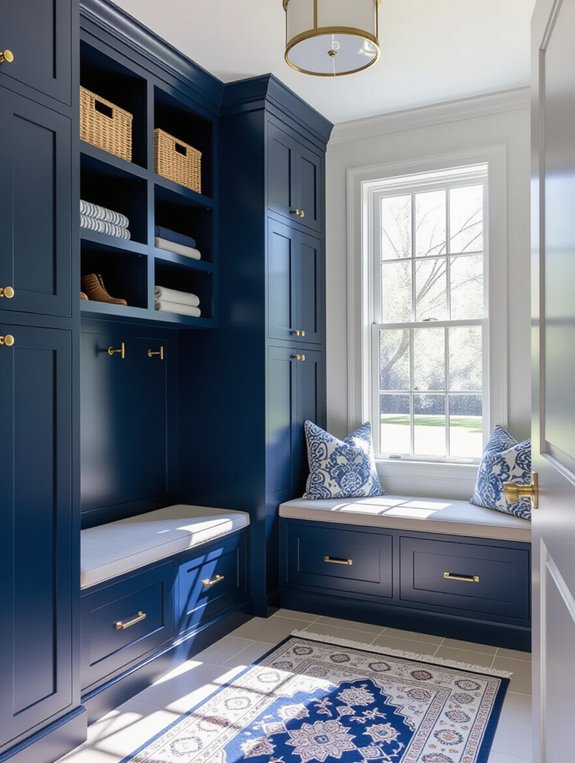 navy cabinets enhance organization