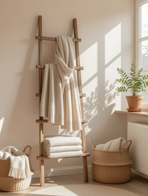 repurposed ladder closet display