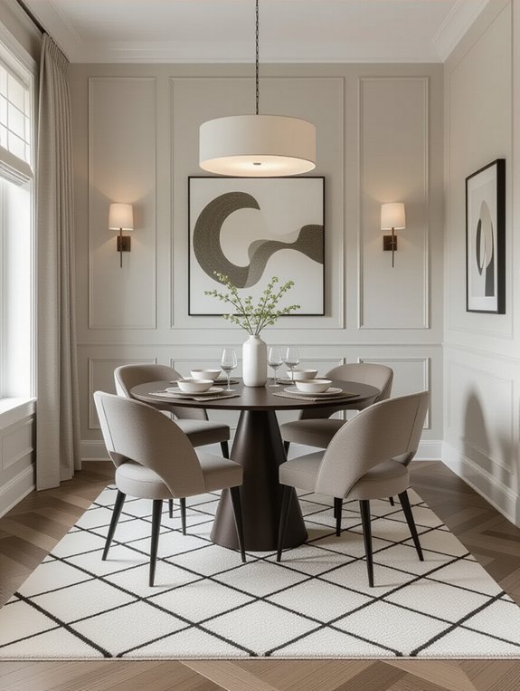 rugs enhance dining space