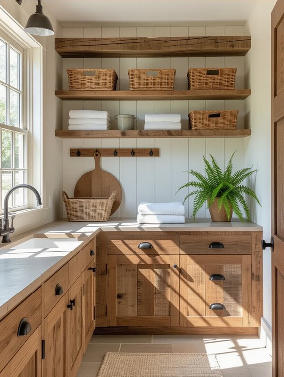 rustic wood laundry room