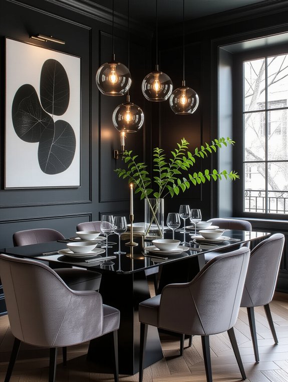 sophisticated deep charcoal dining