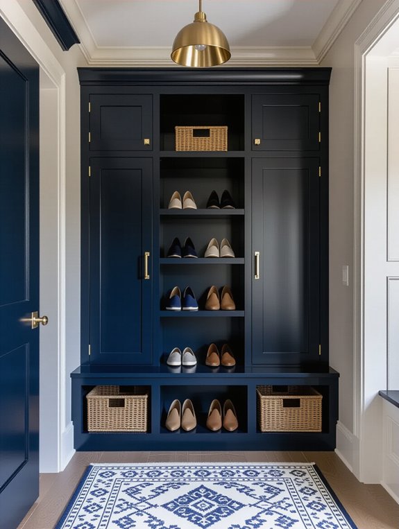 sophisticated navy cabinets elegance