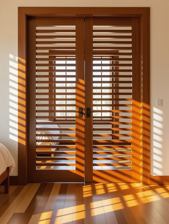 striking multi slatted wooden door