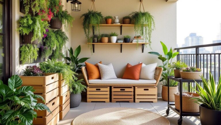 stylish apartment balcony storage