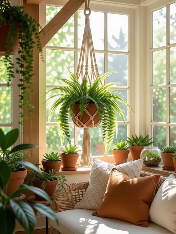 stylish macrame plant display
