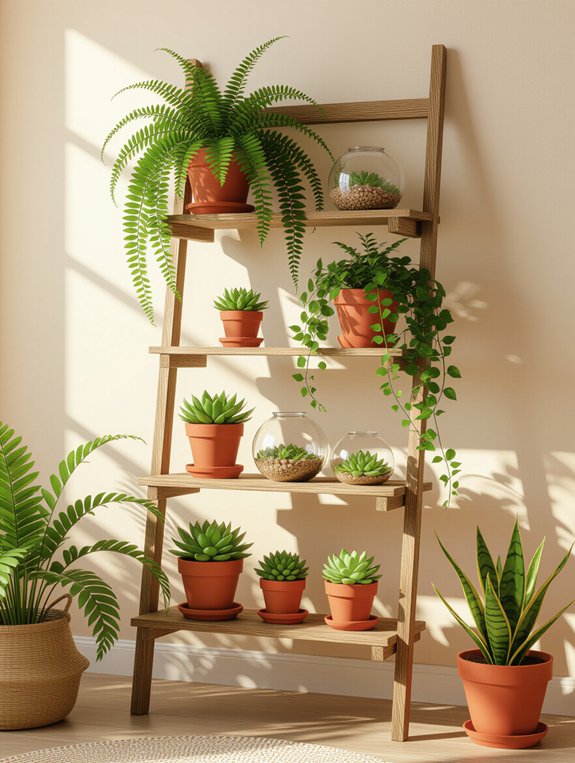 stylish plant ladder display