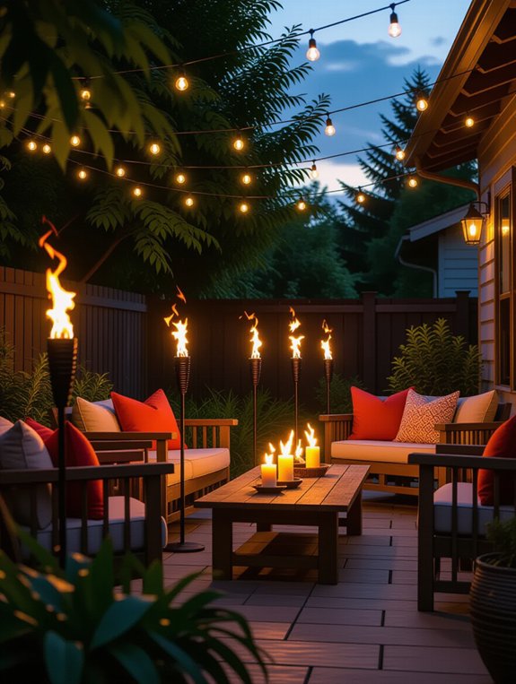 tropical ambiance with torches