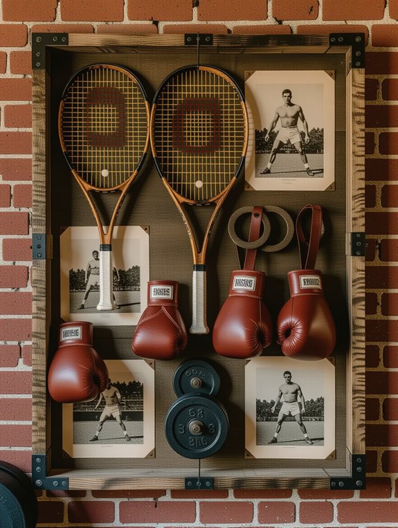 vintage sports equipment decor