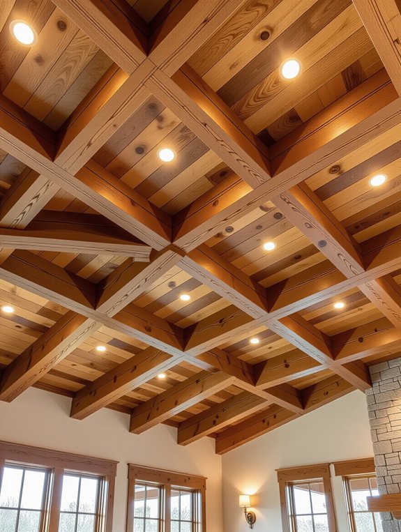 wood ceiling lighting ideas
