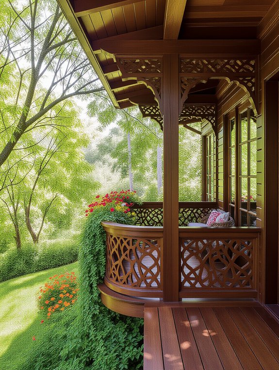 wooden balcony garden retreat