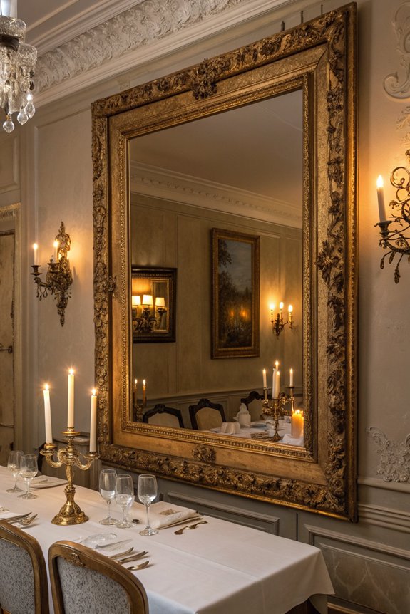 antique mirrors enhance dining ambiance