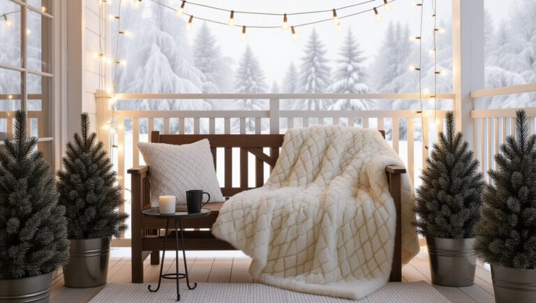 cozy winter balcony decor