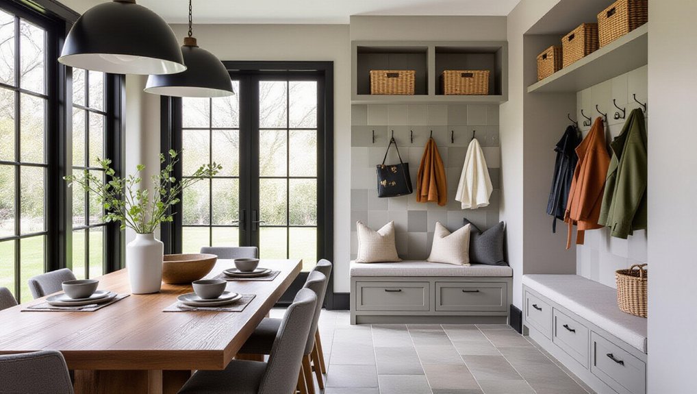 dining room to mudroom transformations