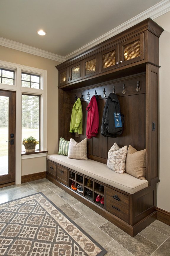 functional corner mudroom benches