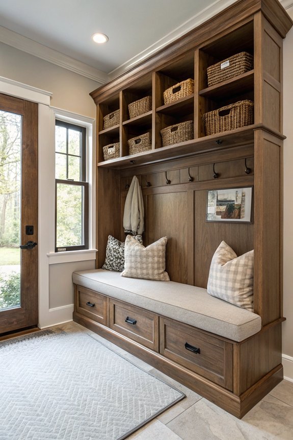 functional corner mudroom benches