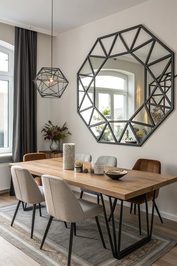 geometric modern dining mirrors