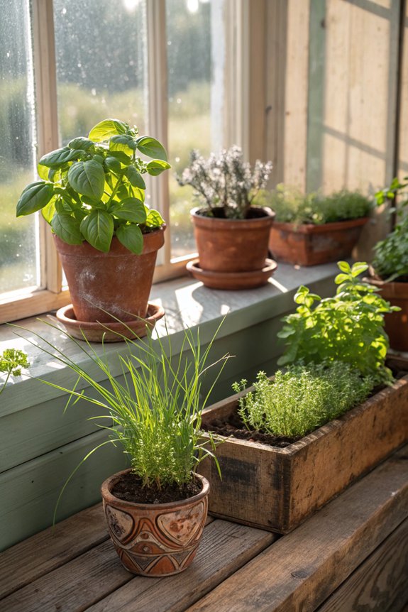 mini garden on windowsill