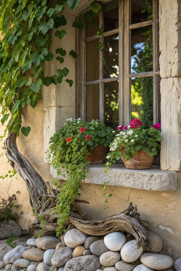 natural driftwood and stones