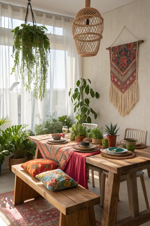 plants enhance boho dining