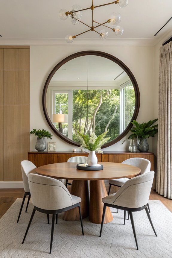 round mirrors enhance elegance