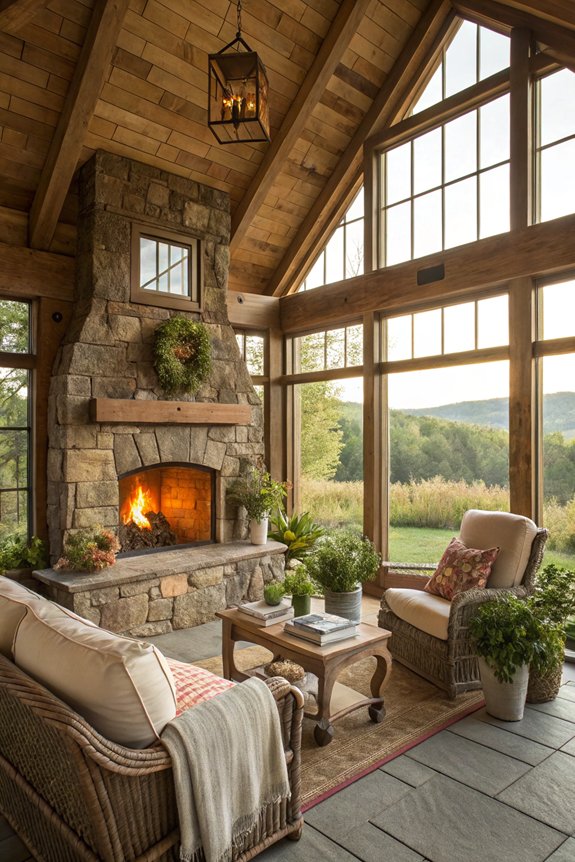 rustic fireplace focal point