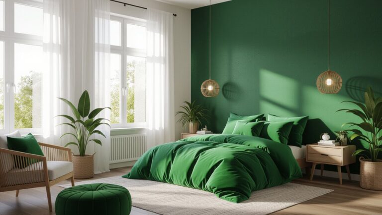 stylish green bedroom accents
