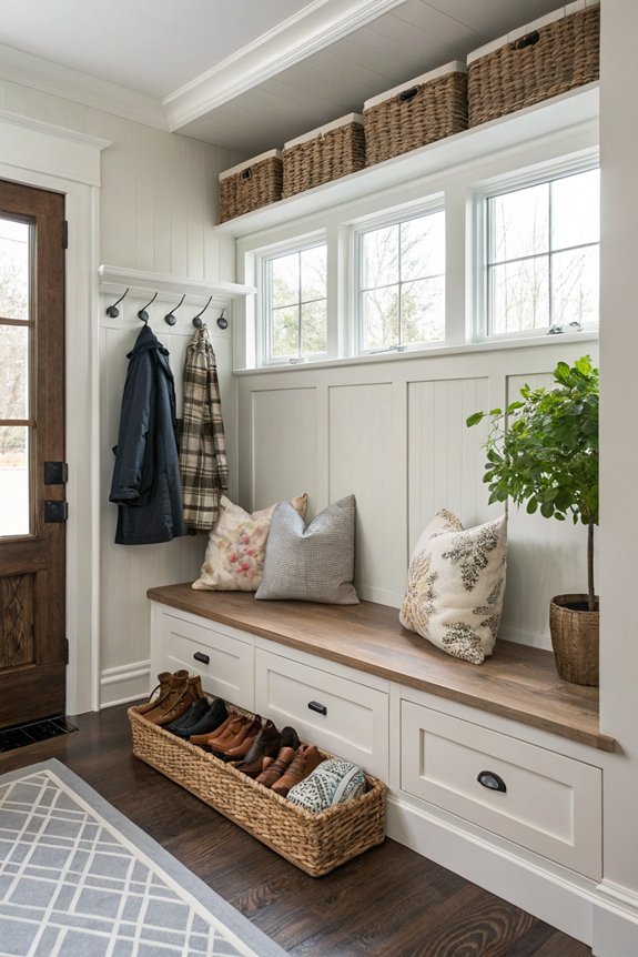 stylish organized mudroom bench