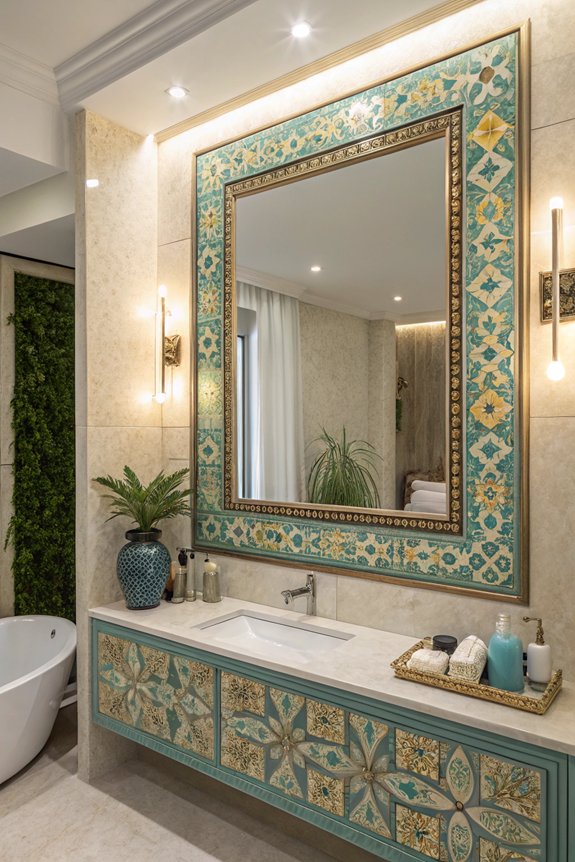 tile accented mirror framing