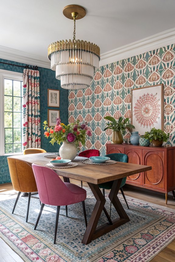 wallpaper patterns enhance dining
