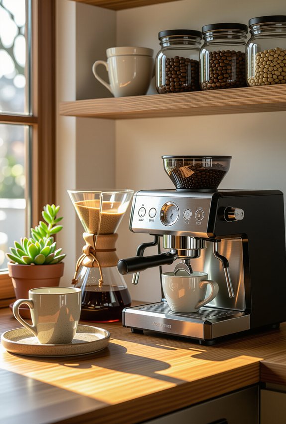 convenient well lit coffee corner