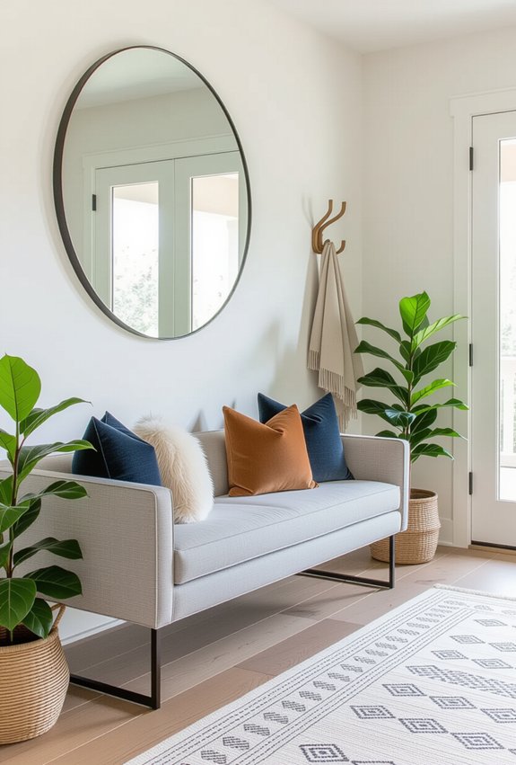 cozy bench enhances entryway