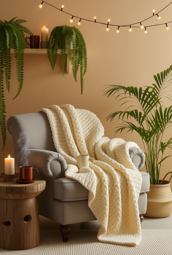 cozy cushions and lighting