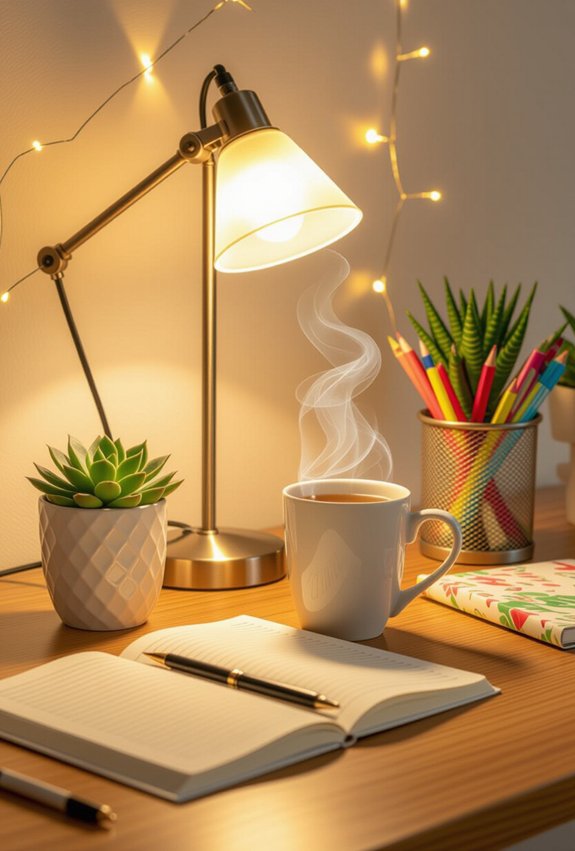 cozy lighting enhances study