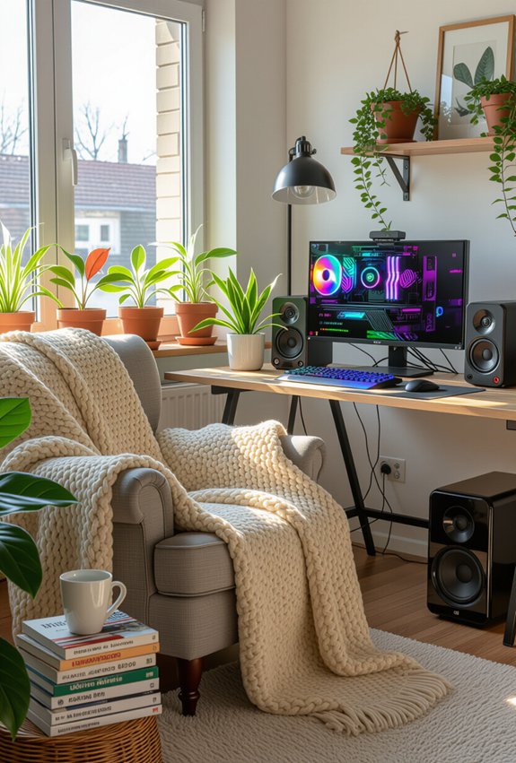 cozy tech entertainment corner