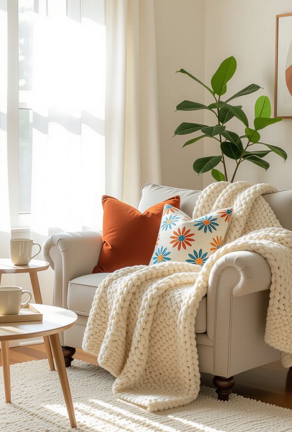 cozy throw pillows enhance comfort