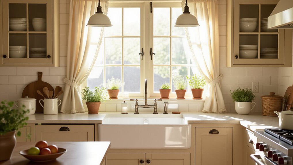 creamy backsplash cozy kitchen