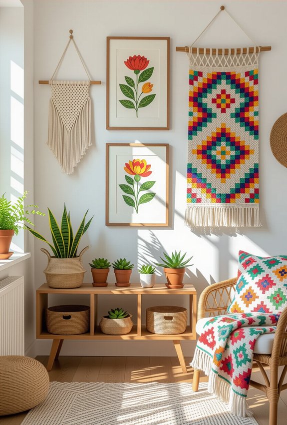 creative and colorful wall decor